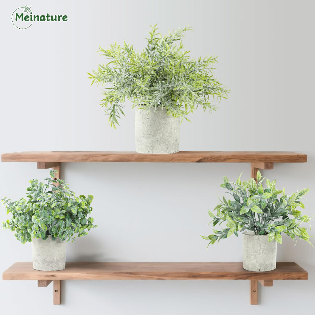 3 Pack Life-Like Potted Fake Plant, Artificial Plants Indoor, Artificial Frost-Hung Green Plants, No Need for