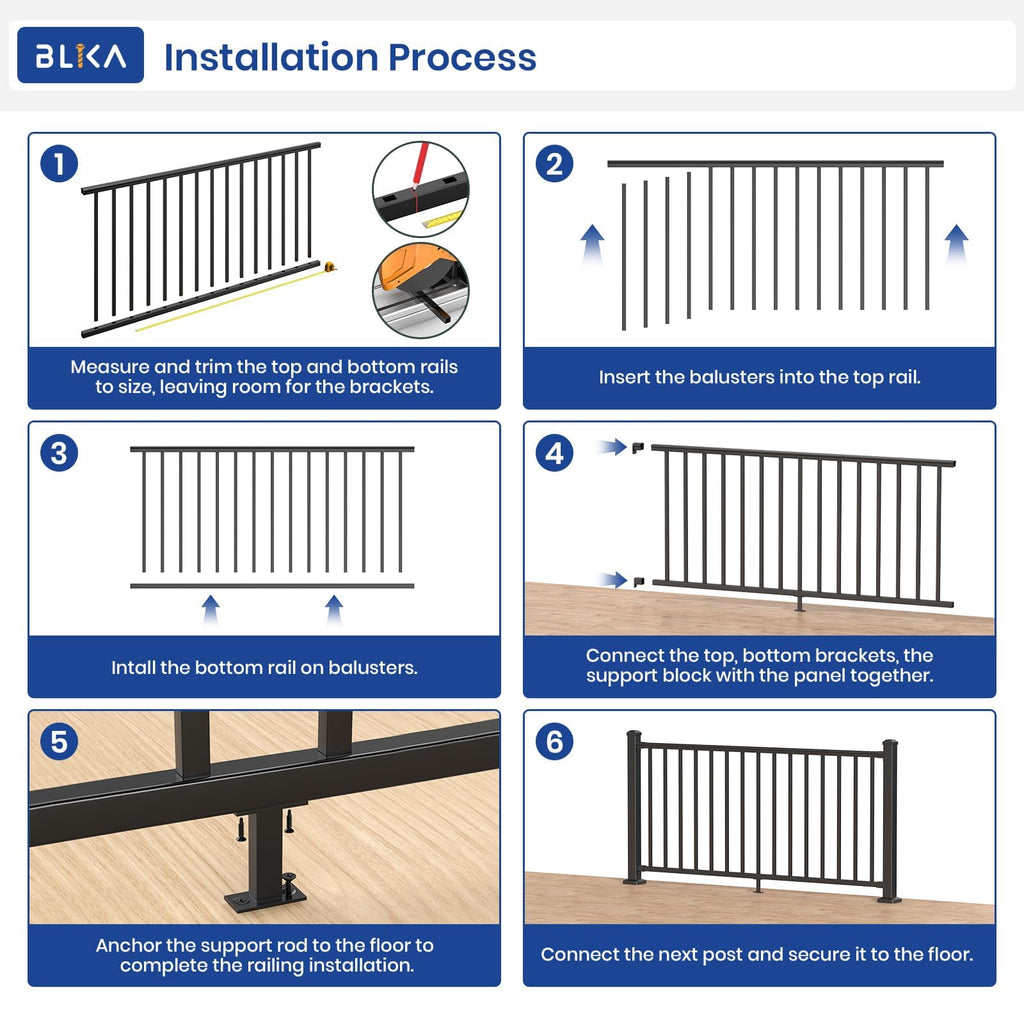 42 in H. x 4 ft W. Aluminum Deck Railing Kit with 45 in Post