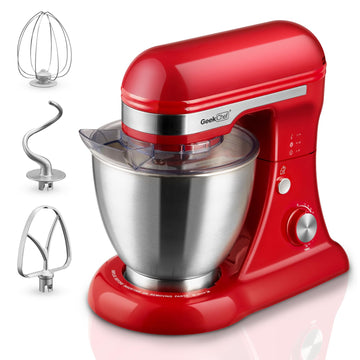 Electric Stand Mixer, 4.8QT 12 Speeds Tilt-head Food Mixer with Dough Hook, Whisk, Beater, Bowl, Rotary Knob Kitchen