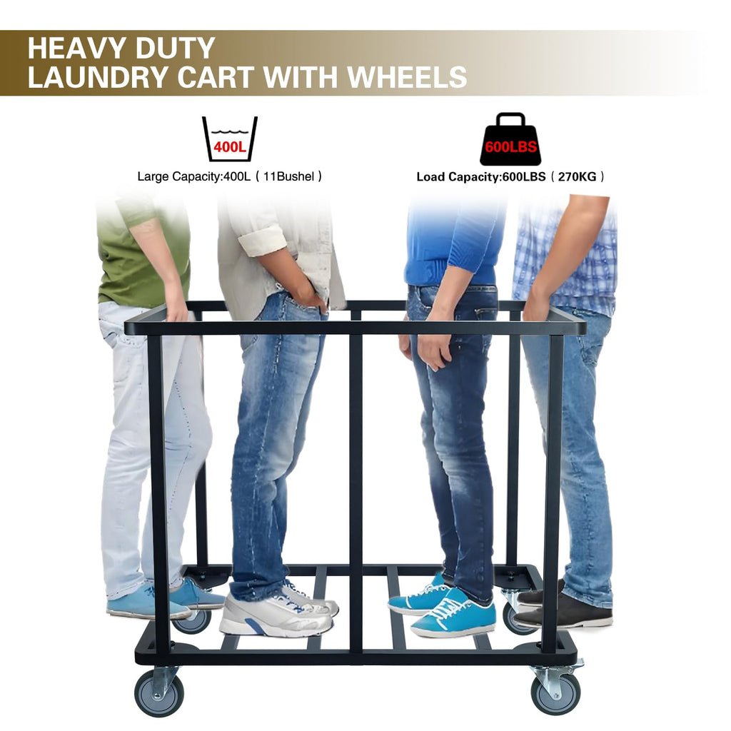 Commercial Laundry Cart with Wheels,400L Beige