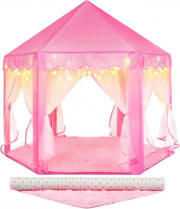 Princess Castle Tent for Girls Indoor, Play Tent with Rug
