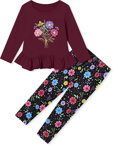 Girls' clothing sets Fall Long Sleeve Top Pants Set