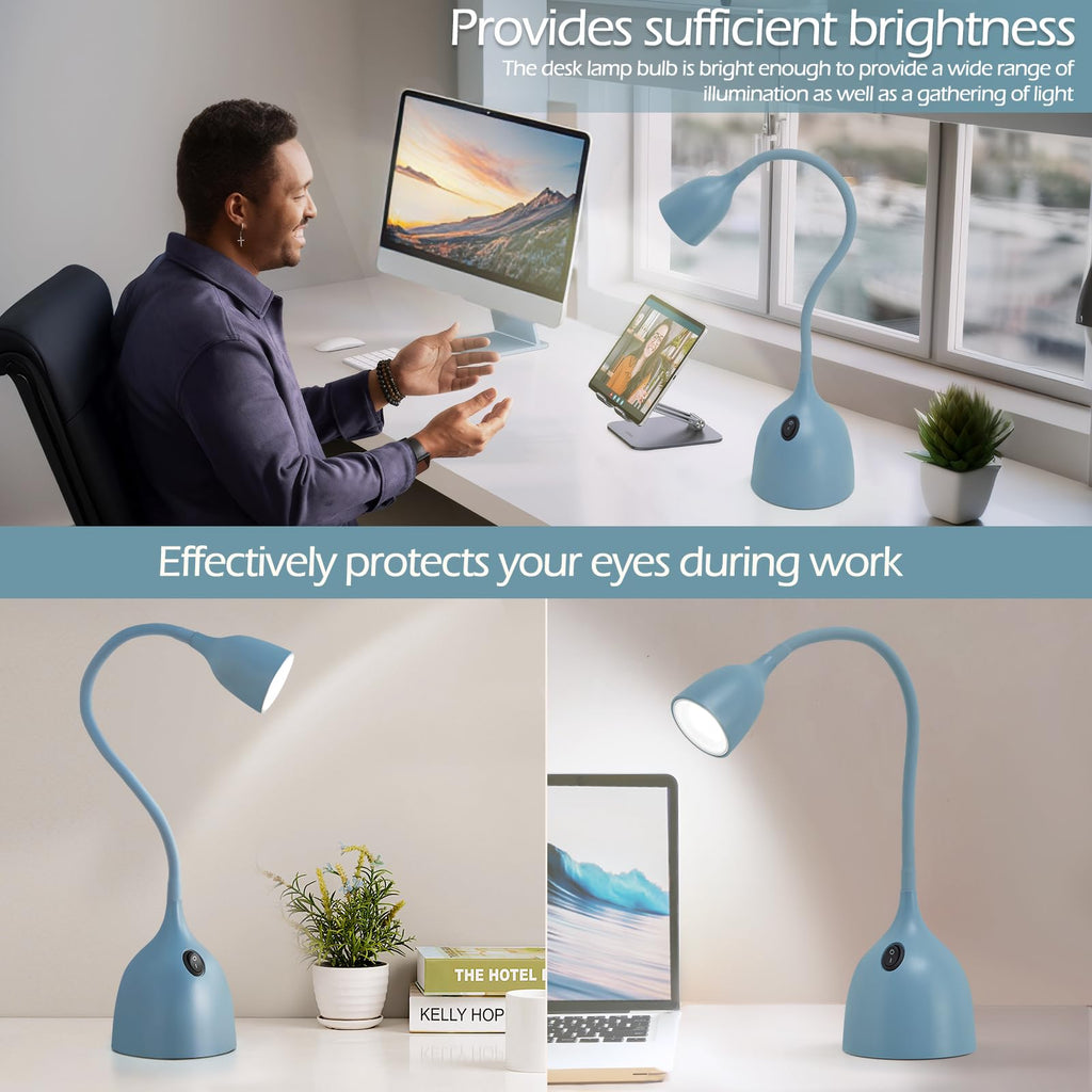 Desk Lamp for College Dorm Room - LED Reading Light, Blue