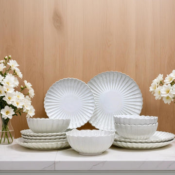 12-Piece Sunflower shape Ceramic Kitchen Dinnerware Set, Service for 4, Porcelain Dishes Dinner Set with Dinner