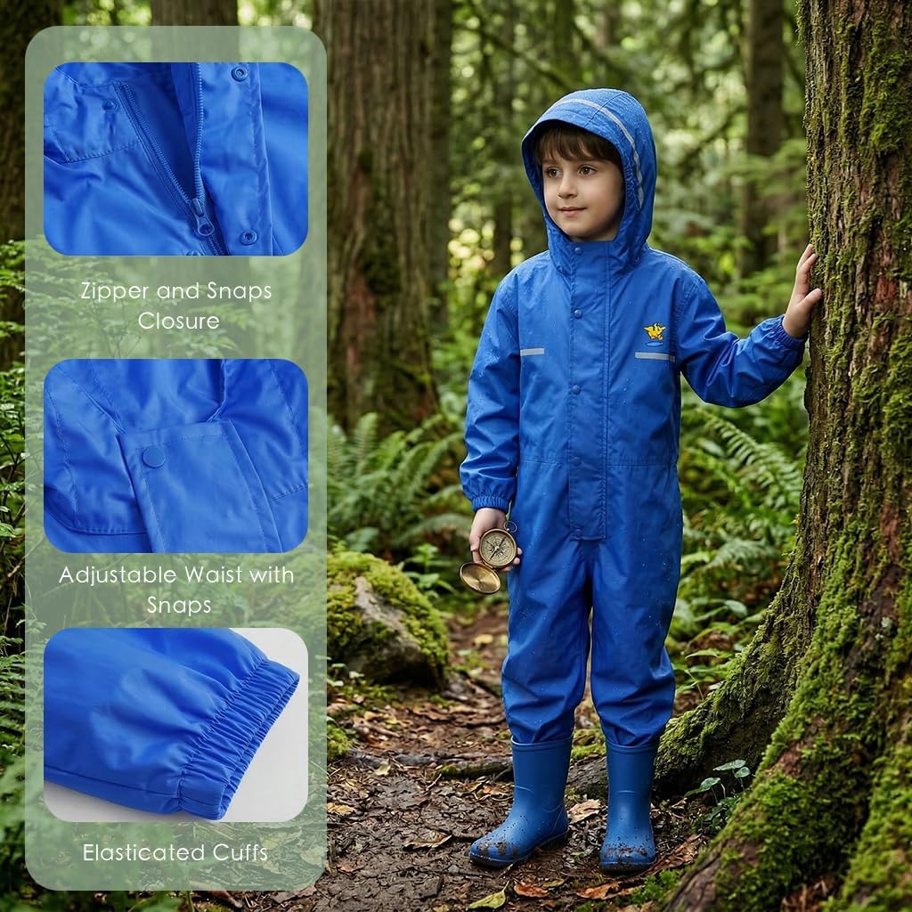 Toddler Rain Suit Waterproof Coverall One Piece Rain Suits Kids