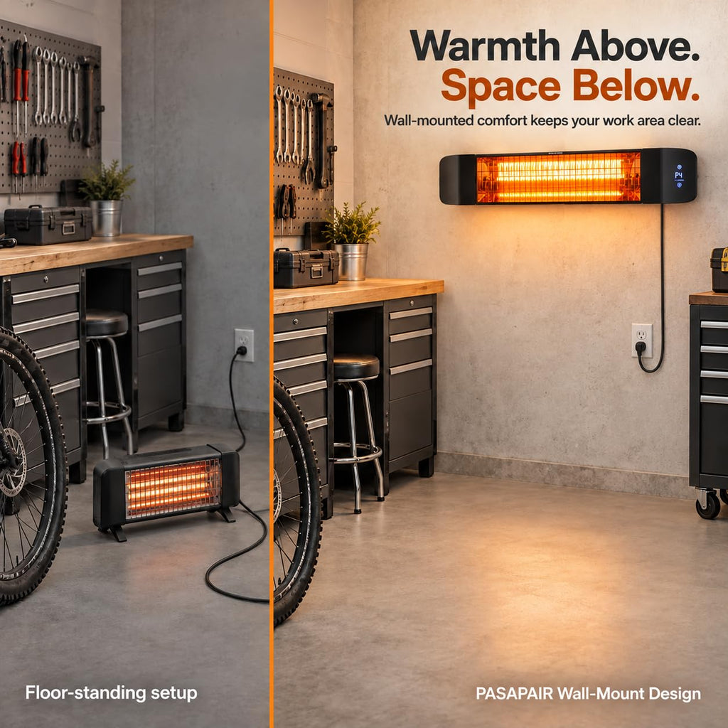 Electric Infrared Patio Heater, WiFi Wall-Mount, Black