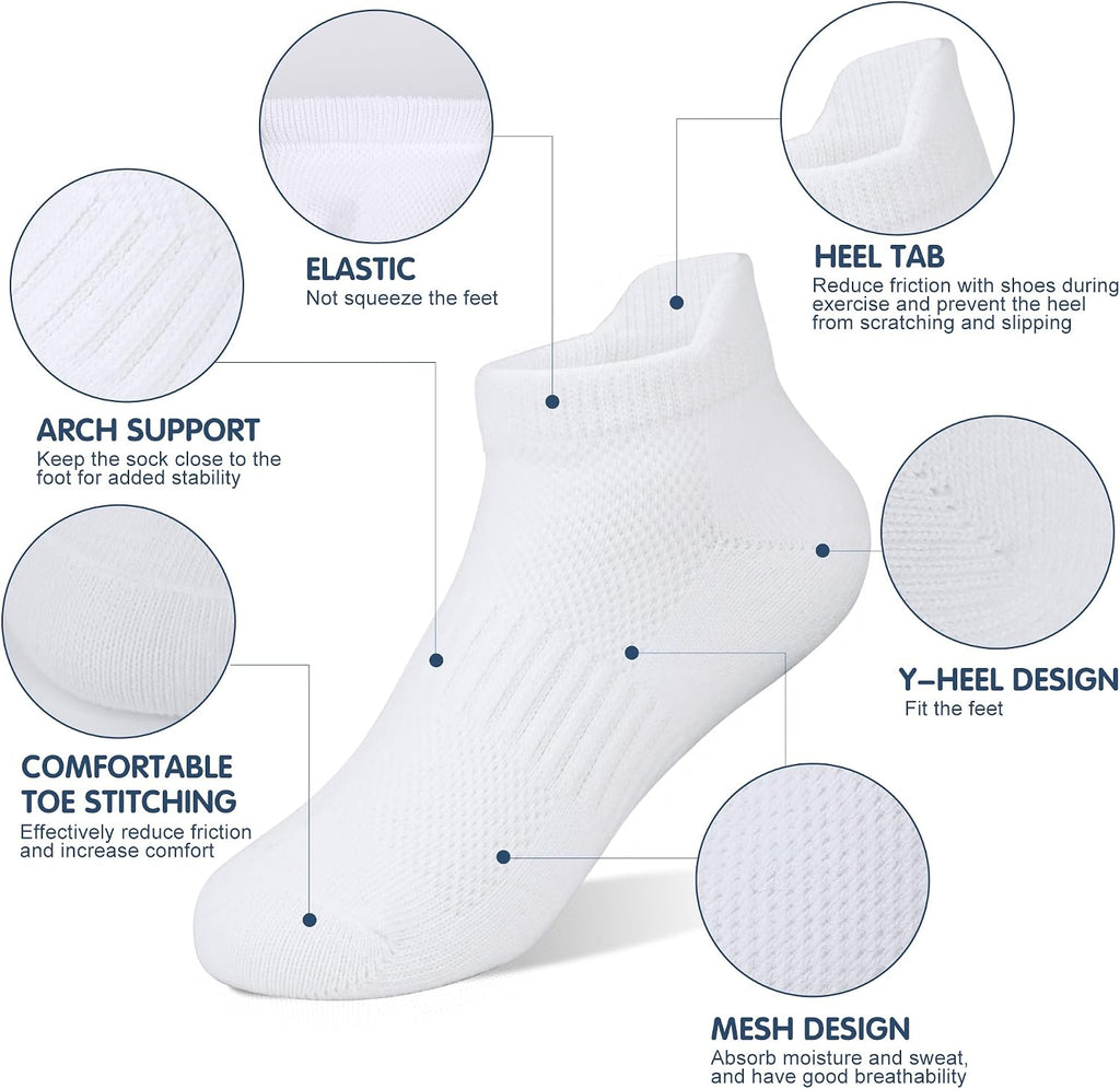 Boys Girls Ankle Socks: 9 Pairs Cotton Athletic Socks for Kids