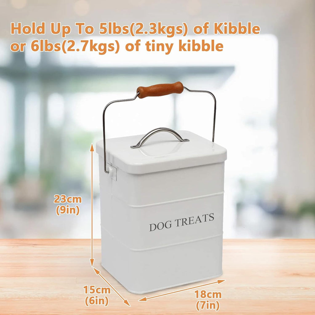 Dog Treats tin and dog Food Storage Tin with Lid & with Spoon for dog Food Storage, Medium Pet Food Storage Can-Dog