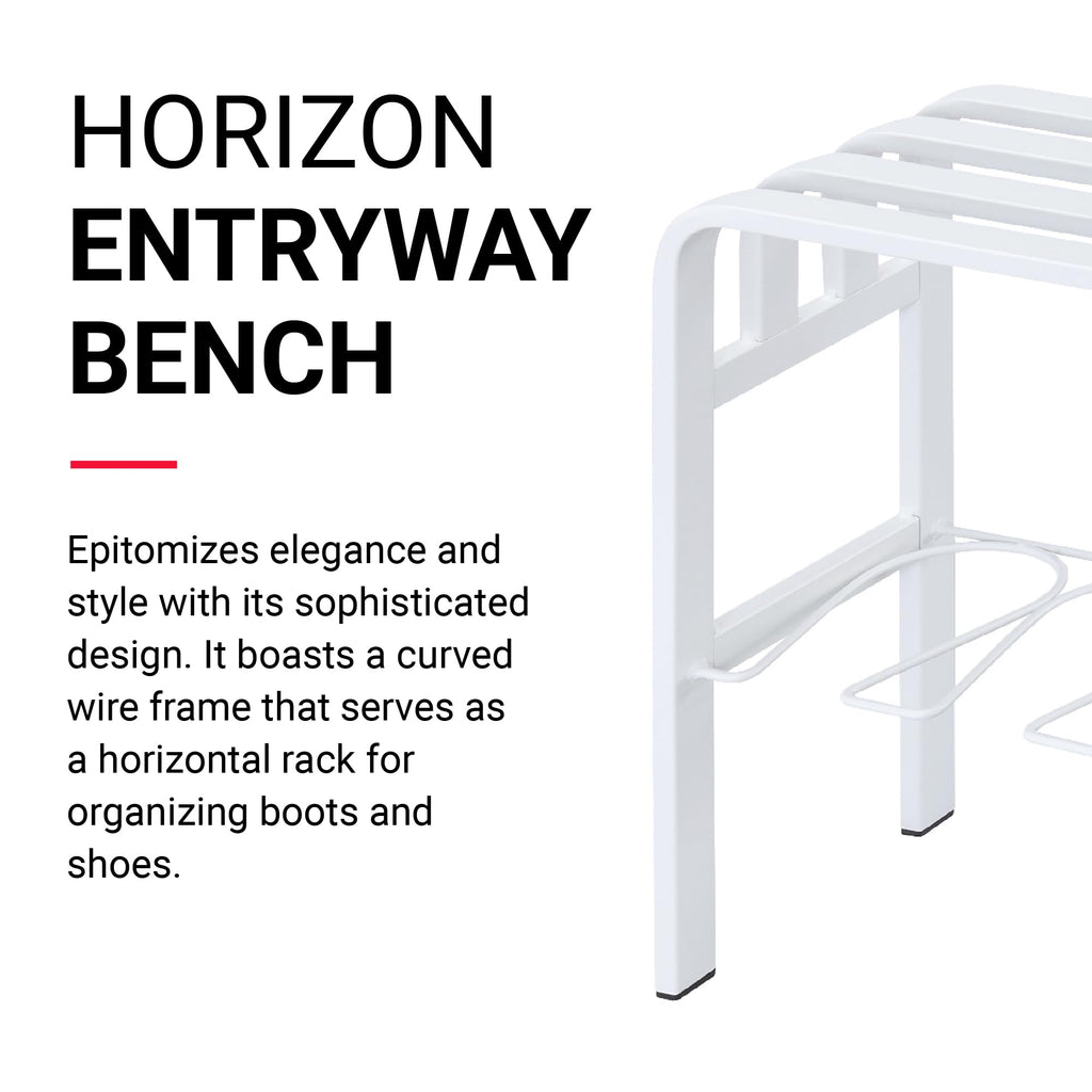 Horizontal Steel Shoe Bench, Shoe Organizer, Shoe Storage Bench (White)