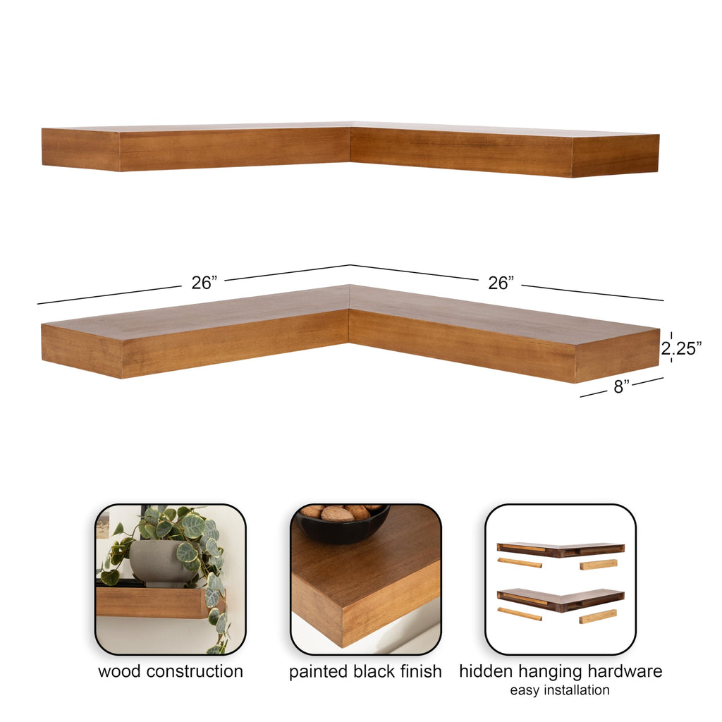 Havlock 26 Inch Modern Two-Piece Corner Shelves Set