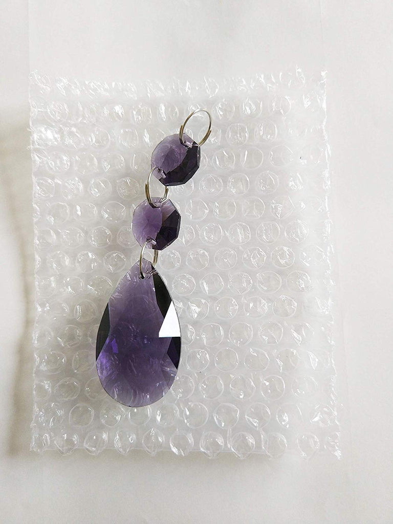 Teardrop Pendants Candle Chandelier Crystal Prisms Pendants Glass Pendants Beads, Pack of 20 (Violet)