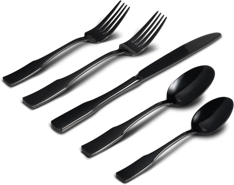 Black Mirror 40-Piece Silverware Set,Service for 8,Stainless Steel Flatware Set,Mirror Cutlery Set,Dishwasher Safe