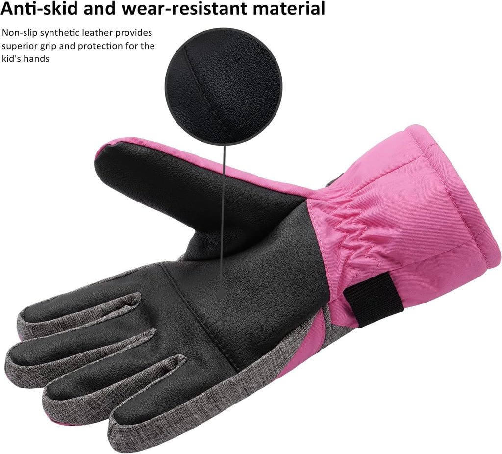 Kids Waterproof Winter Ski Gloves 3M Thinsulate Warm Boys Girls Youth