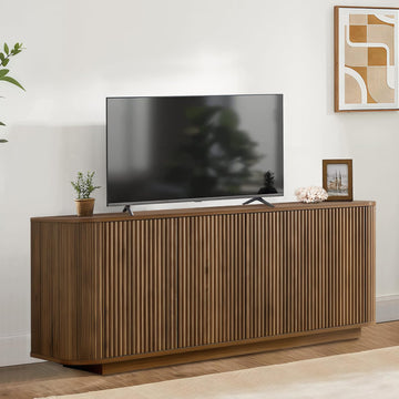64" Fluted TV Stand for TVs up to 74 Inch, Modern Entertainment Center TV Console Media Console Credenza Table with