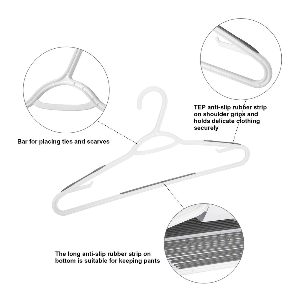 Plastic Clothes Hangers 30 Pack, Non Slip Coat Hanger Grey