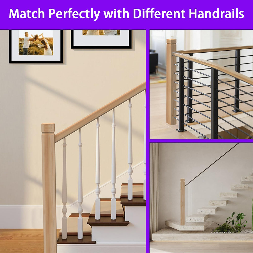 2PCS Newel Post Red Oak 3.5"x48" Premium Hardwood, Staircase Newel Post