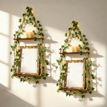 Floating Shelves Boho Wall Decor, 2 Tier Hanging Shelf Room Decor