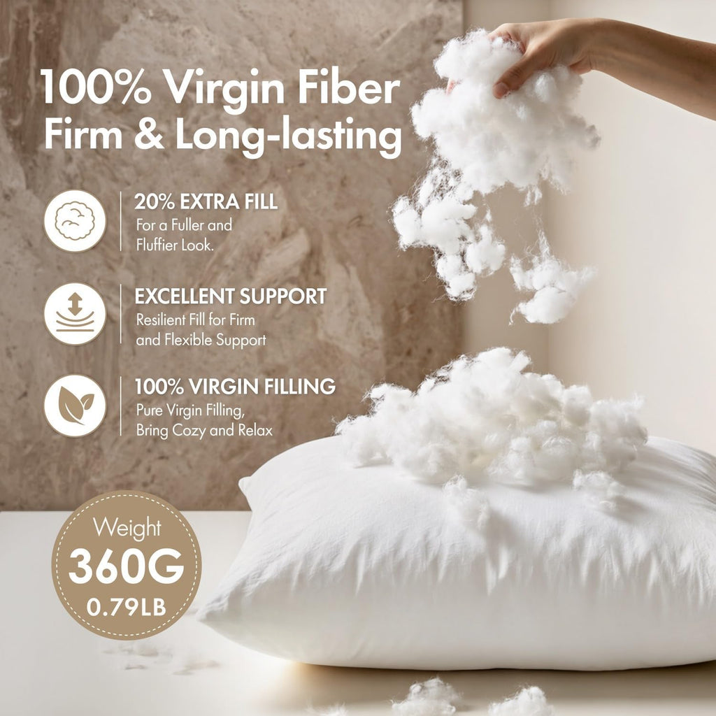 12x20 Pillow Inserts 4 Pack, 100% Virgin Fiber Filling Throw Pillows - Set of 4