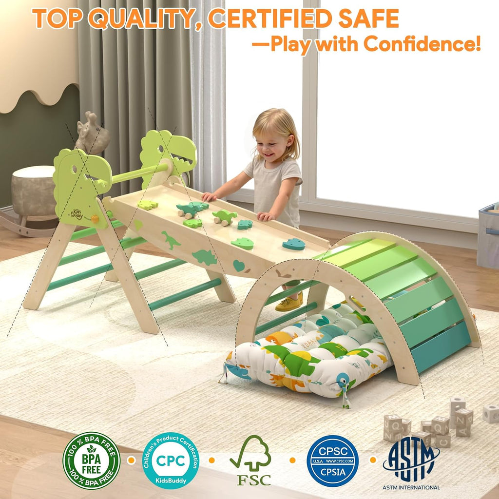 Triangle Set with Cushion 9 in 1 Climbing Toys for Toddlers 1-3 Indoor Baby Climbing Gym Toddler Montessori Toys