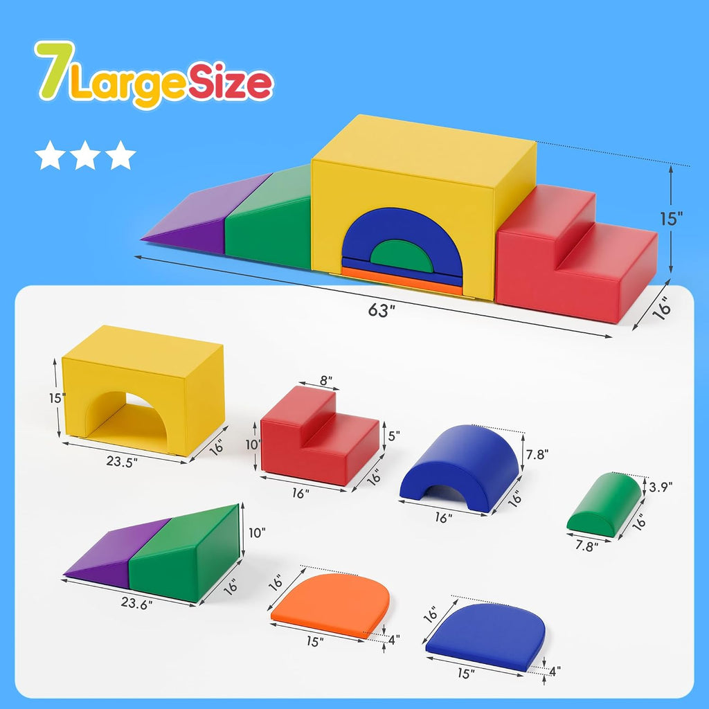 Soft Foam Climbing Blocks Set - Large in-1 Soft Play Toys Crawling & Sliding Climbing Arch for Toddlers, Foam