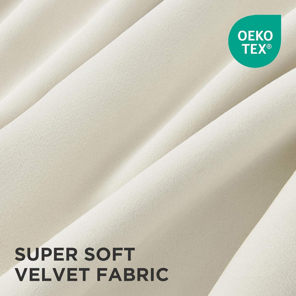 White Velvet Curtains 84 Inches 2 Panels, Luxury Thermal Insulated Soft White Curtains , Room Darkening Velvet Drapes