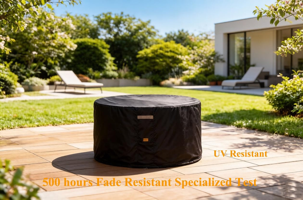 Fire Pit Cover Round Patio Outdoor Waterproof 50Dia Black