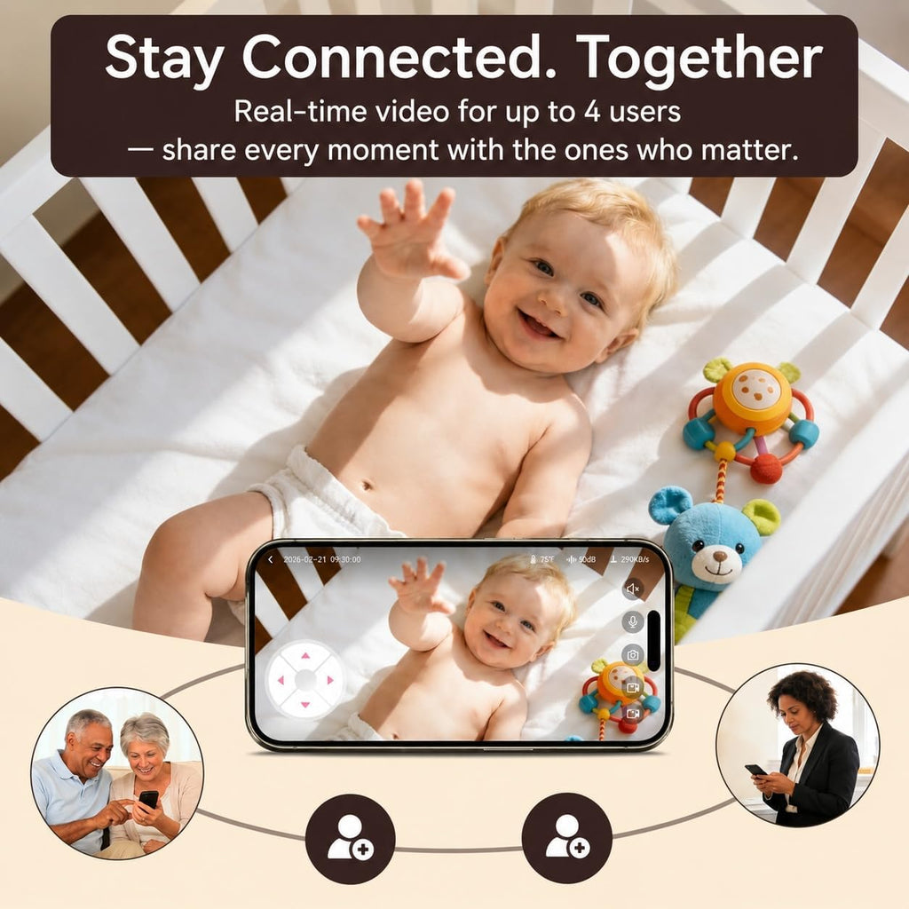Video Baby Monitor with Camera and Audio, 5" Large Screen & Phone App, Remote 330° Pan 90° Tilt & 4X Zoom Baby