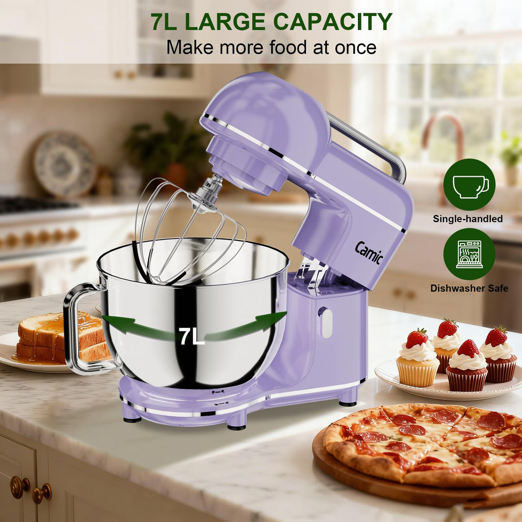 7.45 QT Tilt-Head Stand Mixer, Electric Mixer for Baking (Light-Purple)
