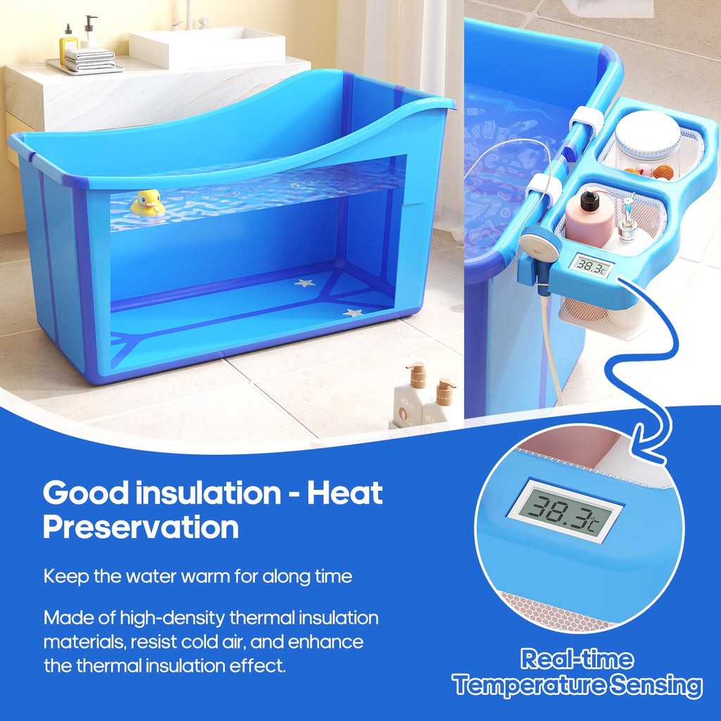 Collapsible Baby Bathtub Foldable Bathtub for Toddler Portable Large Foldable Bath Tub Bathtub for Kids Petite with
