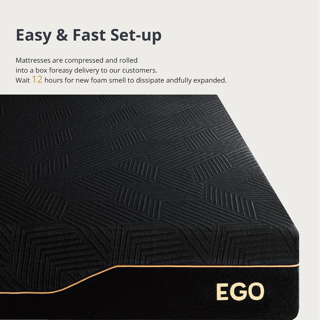 King 14 inch Memory Foam Mattress for Back Pain Relief Medium Firm | Fiberglass Free, Copper Gel Infused