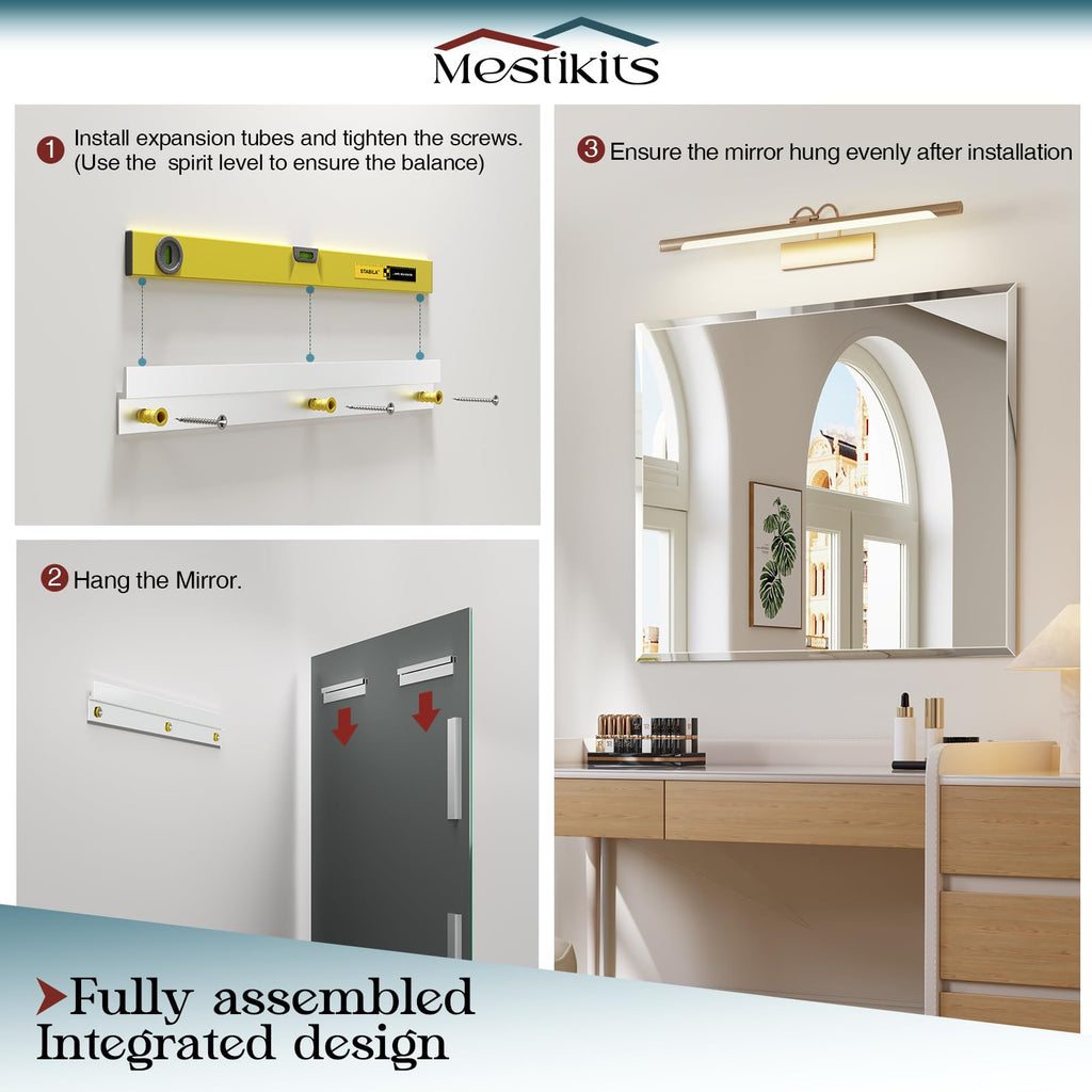 28"x36" Frameless Beveled Bathroom Mirrors for Vanity