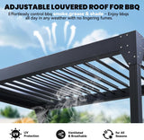 8x5 Louvered Pergola, Aluminum BBQ Pergola, Hardtop Gazebo f - Image 2