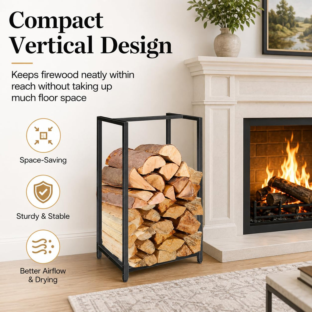 Firewood Rack Indoor Outdoor, 2Pack 30" Tall Firewood Holder Metal Small Log Wood Rack Portable Vertical Wood Storage