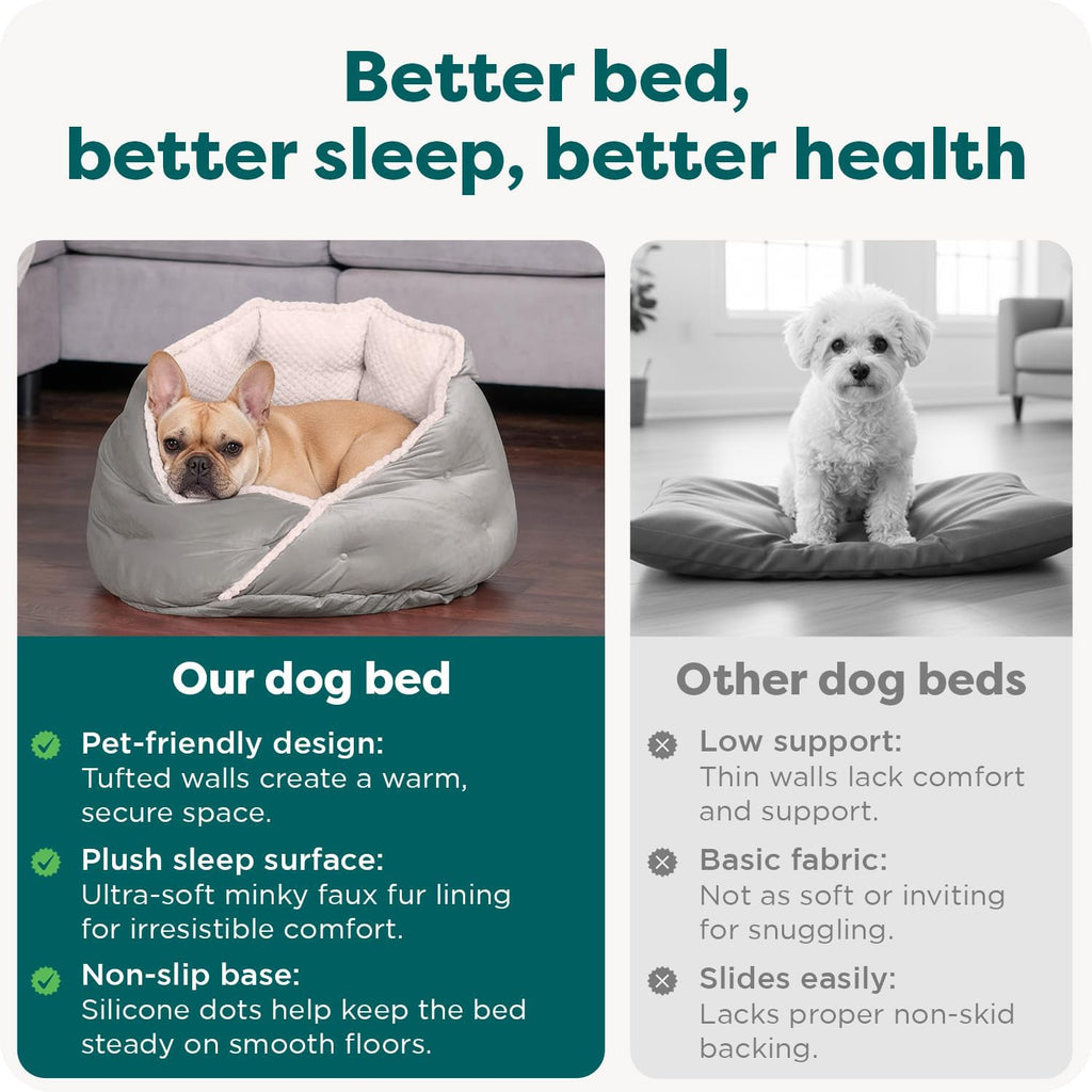 24" Round Pet Bed for Indoor Cats & Medium/Small Dogs, 100% Washable, For Pets Up to 35 lbs - Minky Plush & Velvet