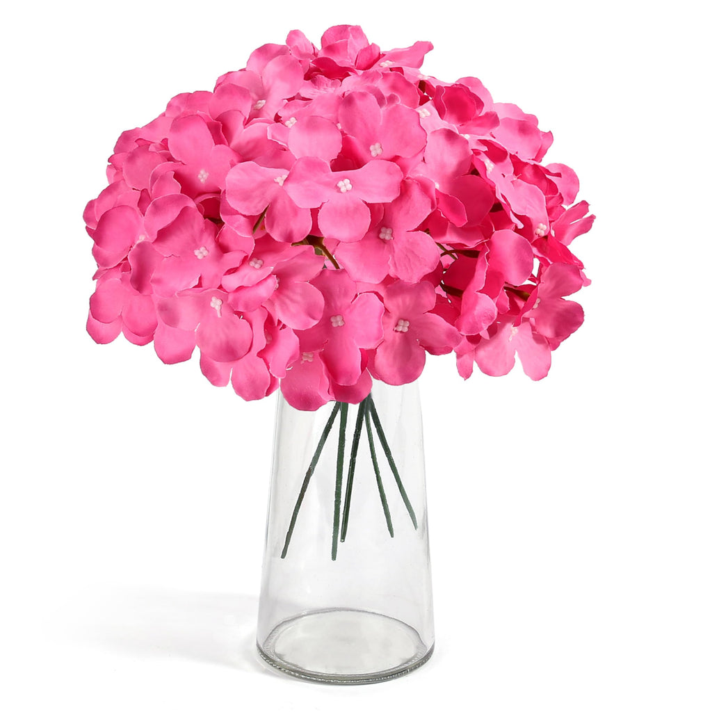 64Pcs Hydrangea Artificial Flowers, Rose Red Artificial Flowers