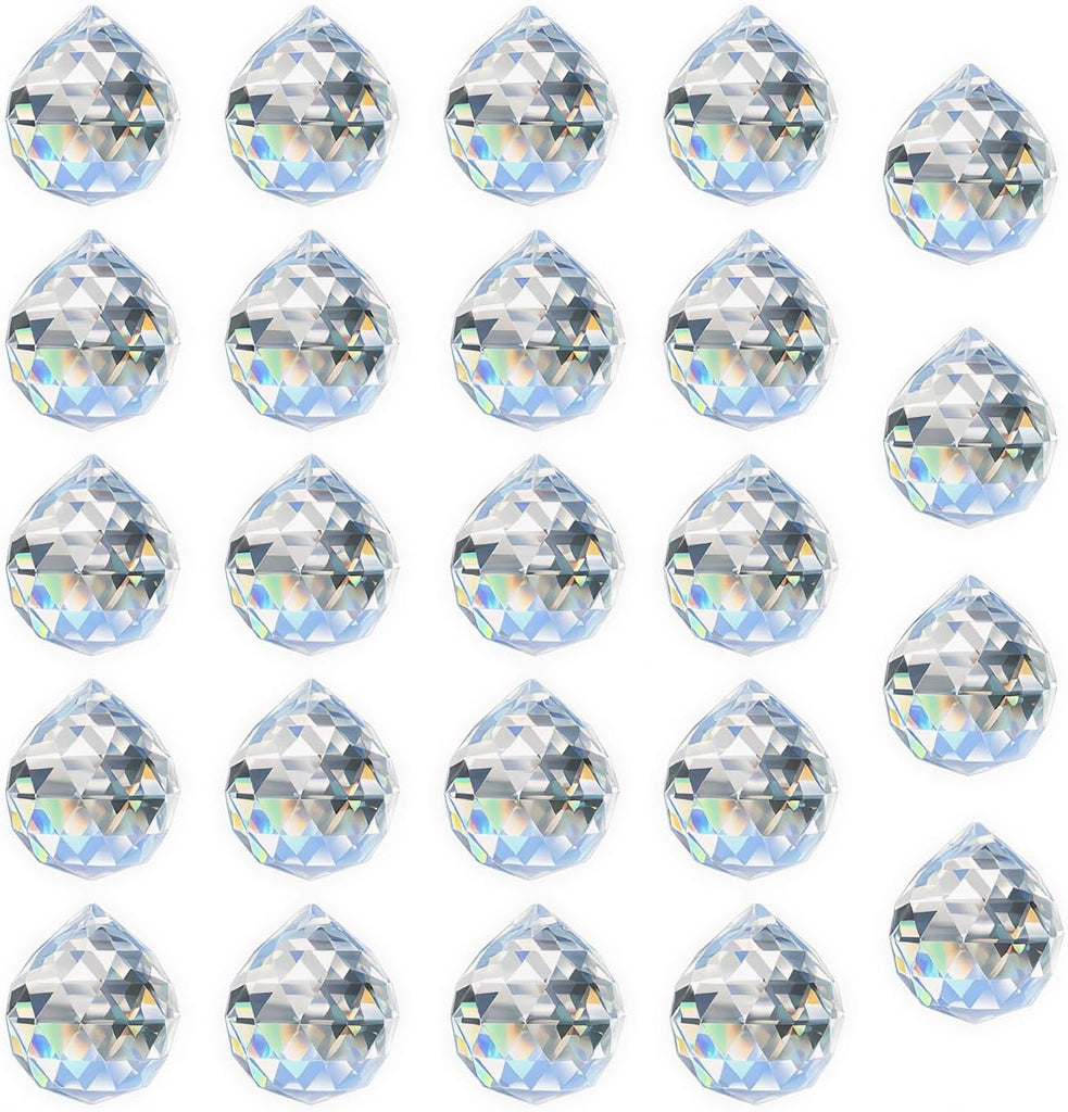 Crystal Prism Ball Sun Catcher - 24 Pack 20mm Hanging Decor for Windows, Wedding, Home, Feng Shui