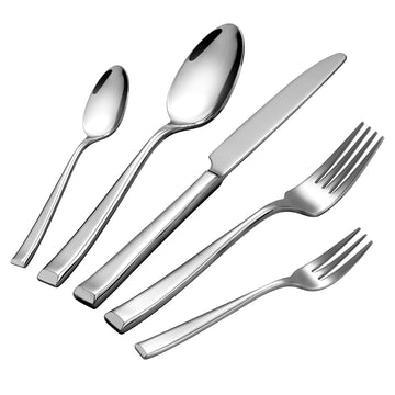 20-Piece Forged Silverware Set, Flatware Set for 4, 18/10 Premium Heavy Duty Stainless Steel Cutlery Set with Square