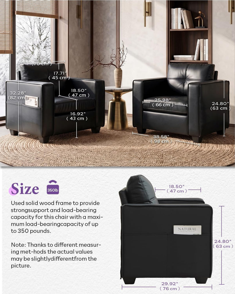 Black Faux Leather Sectional Couch, 3-Piece Sofa Set