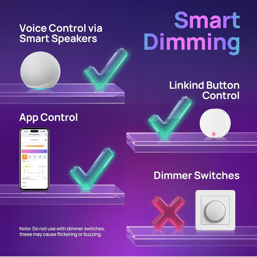 Matter Smart Light Bulb, BR30 Smart Bulbs, Recessed LED Color Changing Light Bulbs RGBTW, E26 Smart Flood Light Bulbs