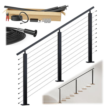 4-8ft Pre-Crimped Complete Cable Railing Kit for Stairs 36in RC09