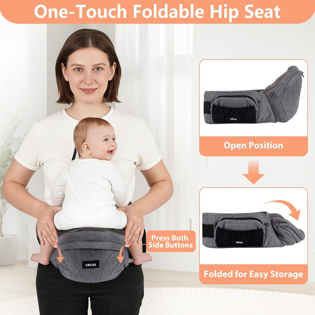 Baby Hip Carrier,Baby Carrier with Adjustable Waistband & Breathable Mesh, Ergonomic Carrier with Non-Slip Hip Seat