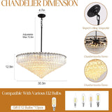 Round Clear Chandelier Black, 13-Light Chandeliers for Dining Room, 30" Minimalist Honeycomb Glass Chandeliers for Living Room & Staircase, Dimmable Crystal Ceiling Light for Bedroom A127-B0F26QZLXR