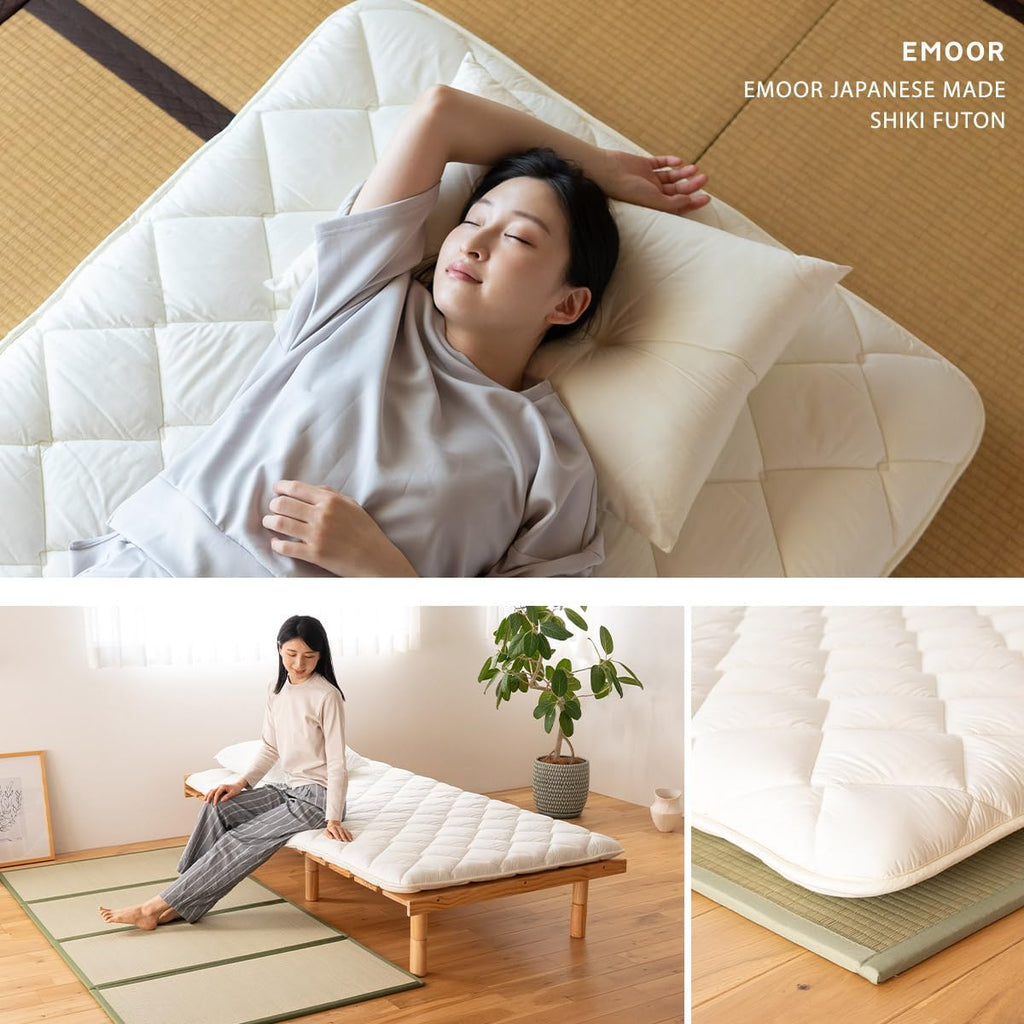 Japanese Futon Mattress Premium Twin, Floor Sleeping Mat Tatami Shikibuton Igusa Natural Cotton