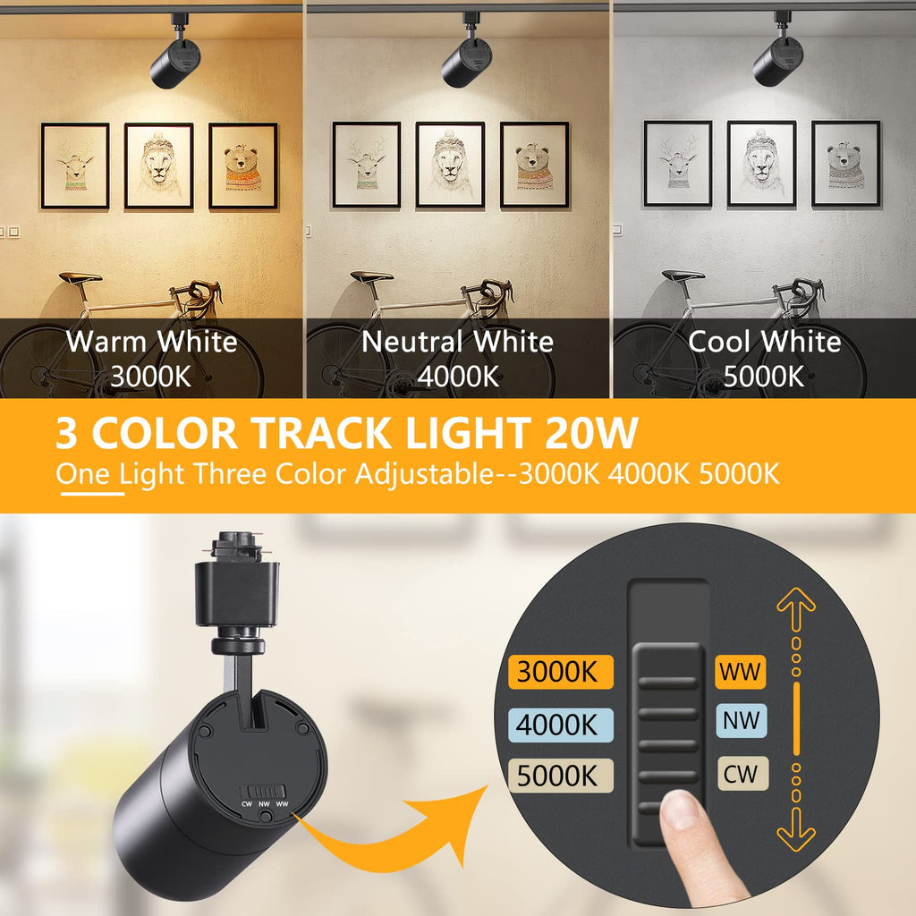 20W Dimmable LED Track Lighting Heads H Type, Black 6 Pack