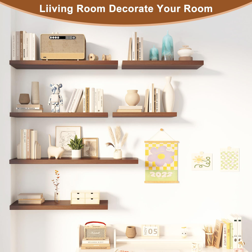 Large Floating Shelves for Wall 1 Pack Deep Floating Shelves No Drilling Accessories Included Deep Wall Shelves