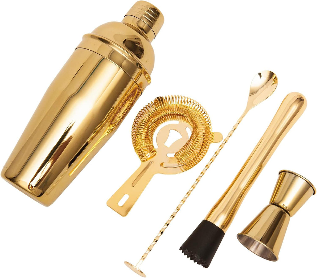 Cocktail Shaker Set Bartender Kit, Bar Set Stainless Steel Bar Tools Set for Professional Bartender and Home - Set of 5