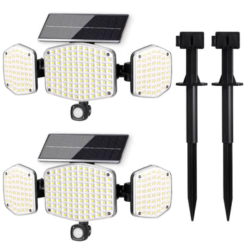 Solar Motion Sensor Outdoor Lights with Stakes, 2 Pack