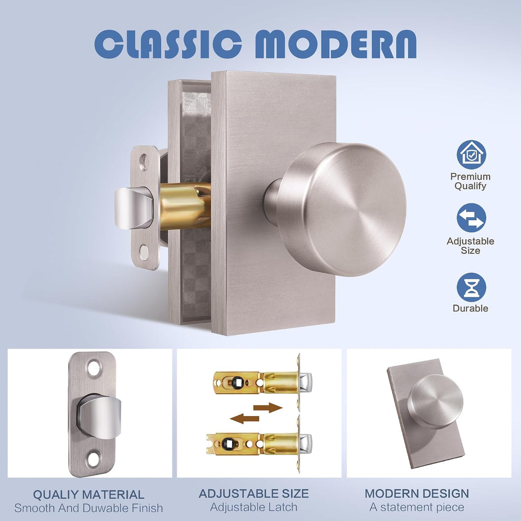 Zinc Alloy Dummy Door Knob Non-Locking, Brushed Nickel