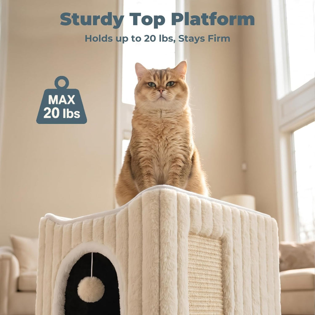 3-in-1 Cat Cave Bed for Indoor Cats with Scratch Pad