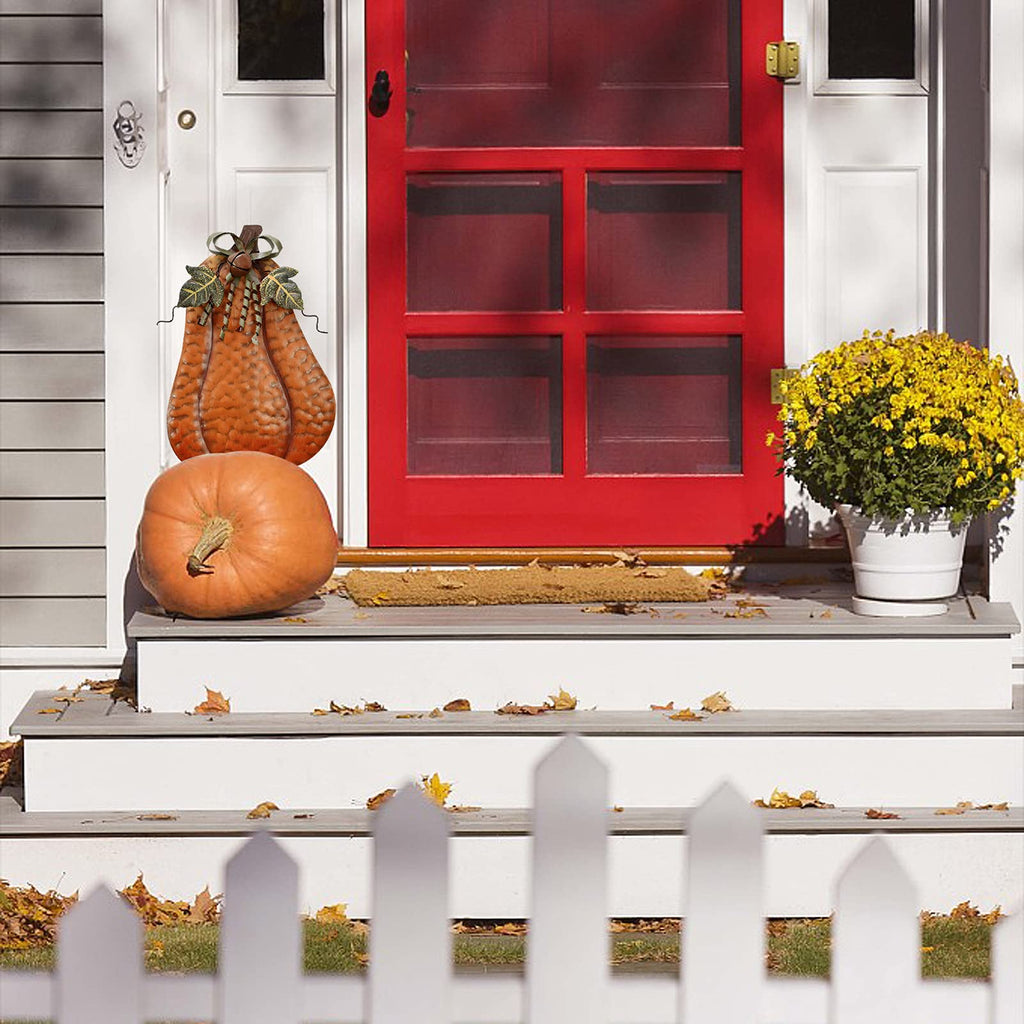 Metal Pumpkin Garden Stakes Fall Decor Autumn Decorative Yard Signs